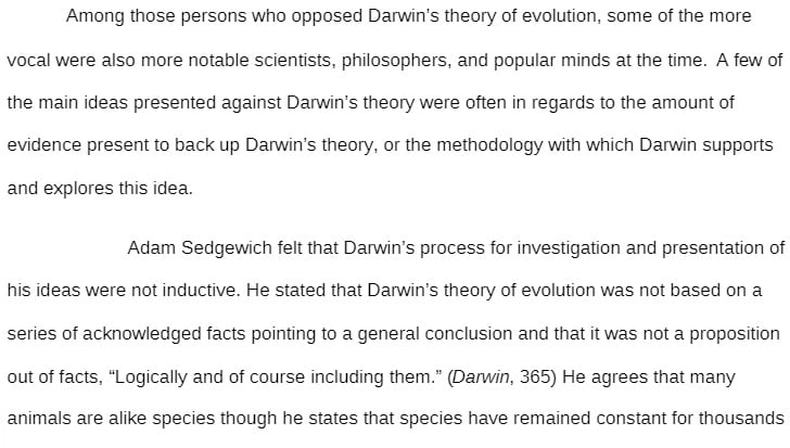 COR 210 COR210 COR/210 Scientific Revolutions Darwin's Theory of Evolution Short Essay
