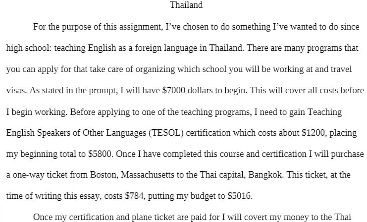 COR 125 COR125 COR/125 Rheotric II Teaching English in Thailand Essay
