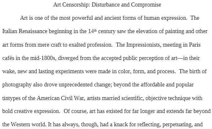 COR 125 COR125 COR/125 Rhetoric Art Censorship Essay