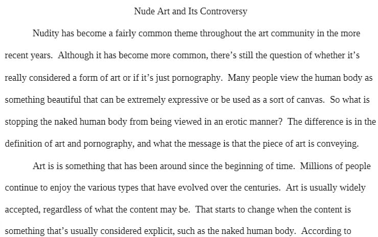 COR 125 COR125 COR/125 Rhetoric II Nude Art and Its Controversy Essay