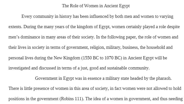 COR 120 COR120 COR/120 Concepts of Community Women In Ancient Egypt Essay