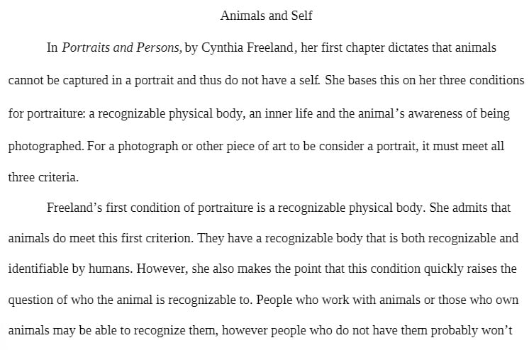 COR 110 COR110 COR/110 Concepts of the Self Animals and Self Essay