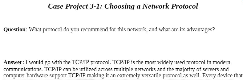 CMIT 130-40A CMIT130-40A CMIT/130-40A Case Project 3-1 Choosing a Network Protocol