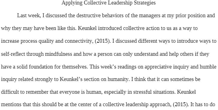 MBA 548 MBA548 MBA/548 Week 6 Ass 1.docx - Applying Collective Leadership Strategies