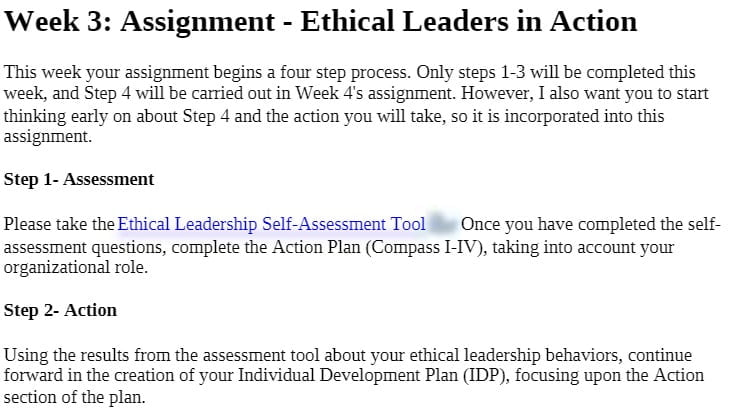 MBA 512 MBA512 MBA/512 Week 3 Assignment - Ethical Leaders in Action
