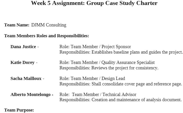 MBA 512 MBA512 MBA/512 Week 5 Assignment - Group Case Study Charter.docx
