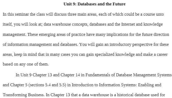 IT 234 IT234 IT/234 Unit 9: Databases and the Future