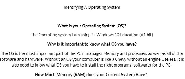 IT 133 IT133 IT/133 Identifying A Operating System