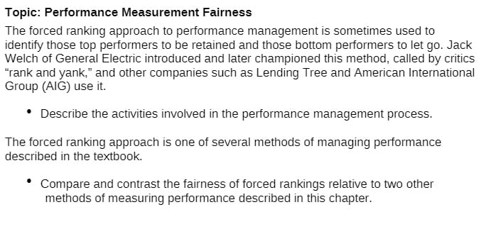 MT 203 MT203 MT/203 Unit6DB - Topic Performance Measurement Fairness