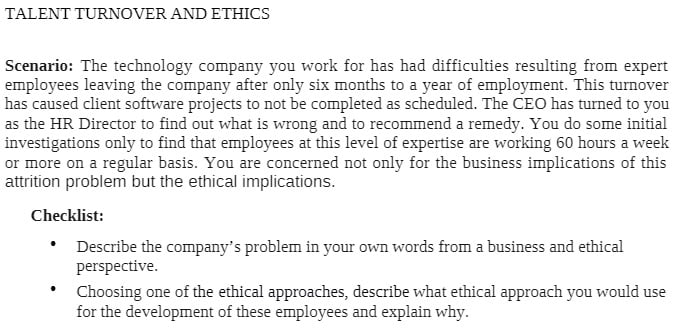 MT 203 MT203 MT/203 Unit_9_Assignment - Talent Turnover and Ethics