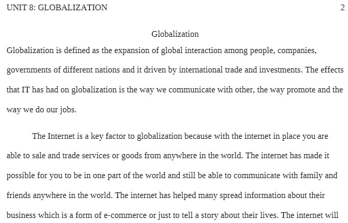 IT 190 IT190 IT/190 Assignment_Unit_8 - Globalization