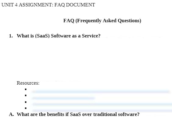 IT 190 IT190 IT/190 Assignment_Unit_4 - FAQ (Frequently Asked Questions)
