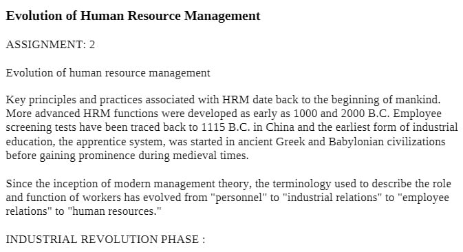 MAN 2300 MAN2300 Evolution of human resource management - Everest College