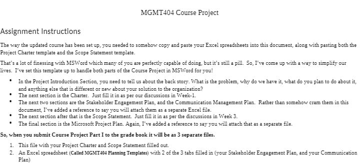 MGMT 404 MGMT404 MGMT/404 Course Project part 1
