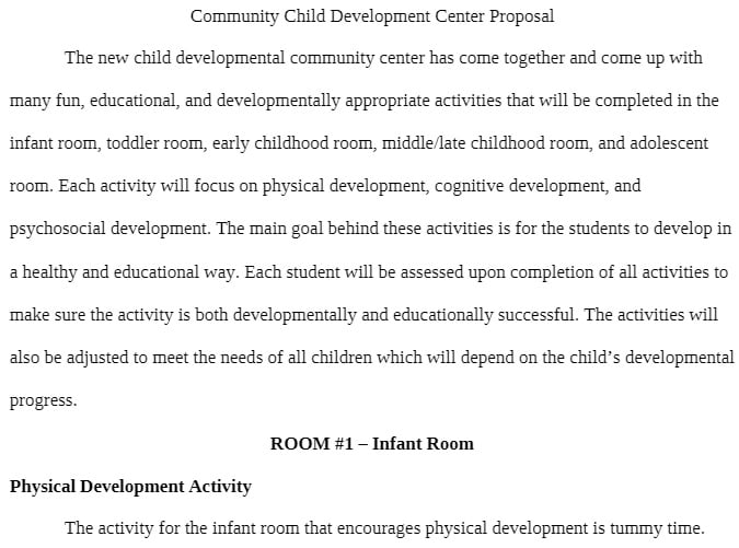 PSY 104 PSY104 PSY/104 Community Child Development Center Proposal