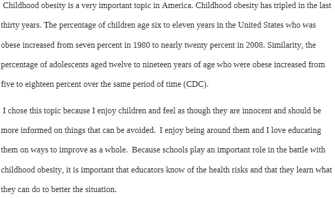 ENG 122 ENG122 ENG/122 Childhood Obesity in America