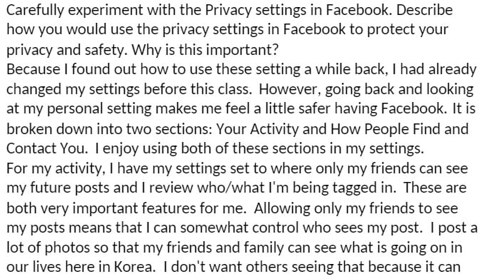 CMIS 111 CMIS111 CMIS/111 Privacy settings in Facebook