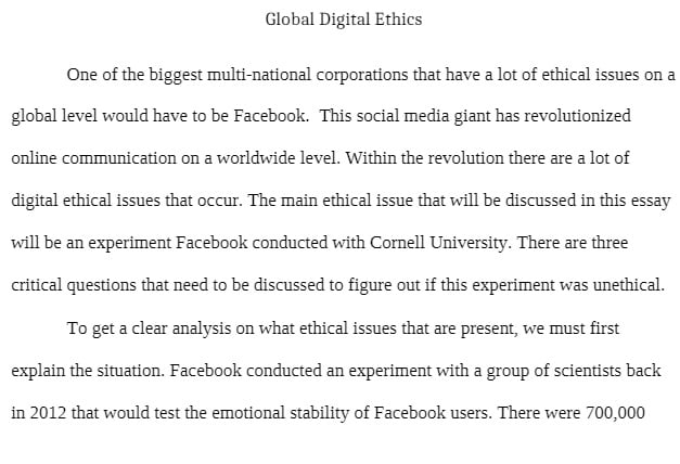 IFSM 304 IFSM304 IFSM/304 Essay - Global Digital Ethics