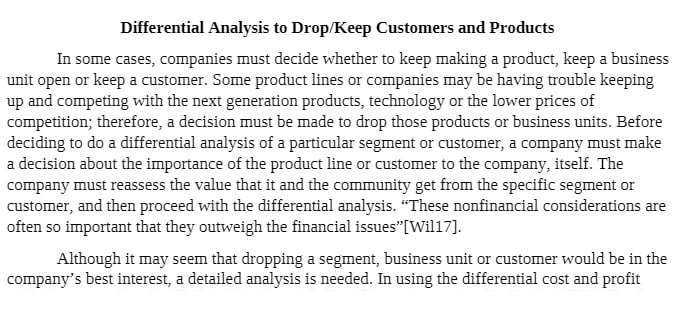 ACCT 521 ACCT521 ACCT/521 Differential Analysis to Drop or Keep Customers Products
