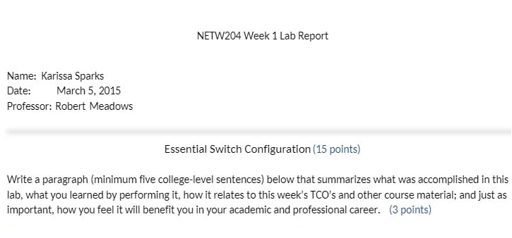 NETW 204 NETW204 NETW/204 Essential Switch Configuration
