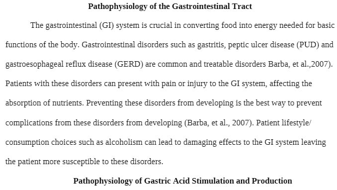 NURS 6501 NURS6501 NURS/6501 Pathophysiology of the Gastrointestinal Tract