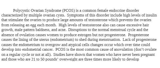 NURS 6501 NURS6501 NURS/6501 Polycystic Ovarian Syndrome