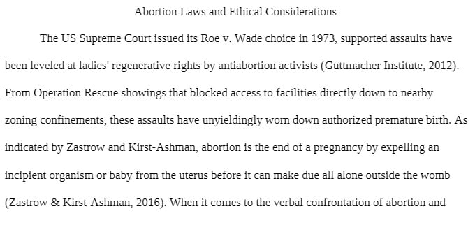 SOCW 6200 SOCW6200 SOCW/6200 Abortion Laws and Ethical Considerations