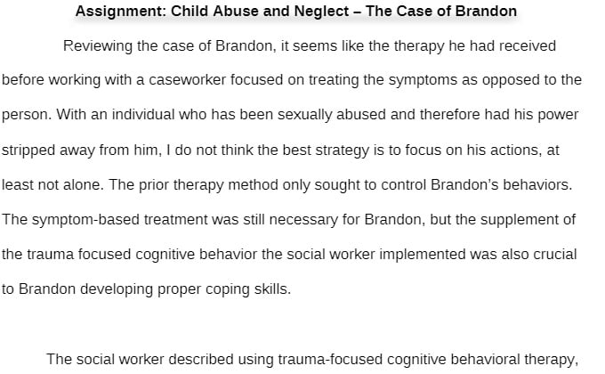 SOCW 6200 SOCW6200 SOCW/6200 Child Abuse and Neglect – The Case of Brandon