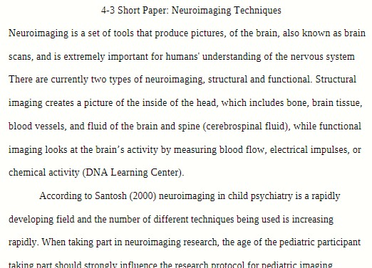PSY 634 4-3 Short Paper: Neuroimaging Techniques .docx - Snhu