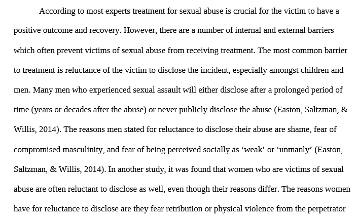 PSY 624 Short paper - Sexual abuse treatment.docx- Snhu